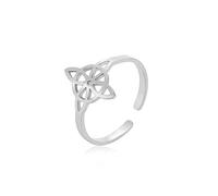 Anillo de nudo de bruja, anillo ajustable de brujería, nudo celta irlandés, anillo abierto Wiccan pagano, amuleto de protección de buena suerte, joyería para mujeres y niñas (Plata)