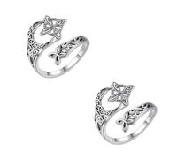 Anillo de nudo de bruja, anillo de plata, anillo de nudo de protección de brujas, anillos ajustables abiertos para el pulgar, regalos de joyería para mujeres, Plata, No.
