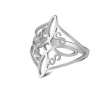 Anillo de nudo de bruja para mujer, acero inoxidable, celta, cuaternario, wiccano, estilo geométrico, anillo de nudo de bruja, amuleto de brujería, regalo de joyería, 9, Acero inoxidable, Sin piedra