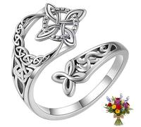 Anillo de nudo de bruja para mujer, ajustable, de plata de ley, anillo de nudo de protección de bruja, símbolo de eternidad, hecho a mano, joyería de bruja regalo para mujer, Zinc, Sin piedra preciosa