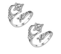 Anillo de nudo de bruja para mujer, banda abierta celta ajustable, plata de ley 925, nudo de protección de brujas, hecho a mano, joyería celta regalo para mujer, Zinc, Sin piedra preciosa