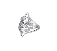 Anillo de nudo mágico de bruja para mujer, de acero inoxidable, amuleto de nudo celta, vintage, hueco, joyería de regalo, Acero inoxidable, Sin piedra preciosa