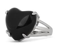 Anillo De Obsidiana Negra Natural Anillo De Corazón De Amor De Cristal Anillos De Piedra Abiertos Ajustables para Mujer Anillos De Dedo De Tobillo De Equilibrio De Reiki Anillo De Eternidad para Mu