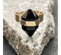 Anillo De Obsidiana Negra Natural Pilar De Cristal Color Dorado Anillo Grande Ajustable Para Mujer Anillos De Piedra Abierta Reiki Equilibrio Tobillo Anillos De Dedo Anillo De Eternidad Para Mujeres