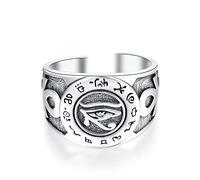 Anillo de ojo de horus para hombre, plata de ley 925 ajustable, anillo egipcio antiguo de protección de la suerte, joyería para hombres y mujeres, Plata de ley