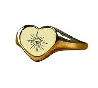 Anillo de Ojo de la Providencia en forma de corazón | Plata de ley 925 bañada en oro | Joyería de regalo, anillo de sello de estilo vintage, joyería hipoalergénica hecha a mano. |LK_PDR_01298_11
