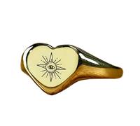 Anillo de Ojo de la Providencia en forma de corazón | Plata de ley 925 bañada en oro | Joyería de regalo, anillo de sello de estilo vintage, joyería hipoalergénica hecha a mano. |LK_PDR_01460_12.5