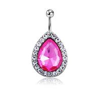 Anillo de ombligo de cristal joyas ombligo clavo umbilical hebilla hipoalergénica botón ombligo femenino, rosa creativa y útilDurability