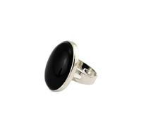 Anillo De Ónix Negro Natural Anillo Grande Ovalado De Cristal Anillos De Piedra Abiertos Ajustables para Mujer Anillos De Dedo De Tobillo De Equilibrio Reiki Anillo De Eternidad para Mujeres, Niña