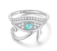 Anillo de ópalo con el Ojo de Horus en plata de ley 925 y circonita para mujer
