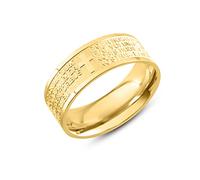 Anillo de oración Padre Nuestro oro dorado en latín hombre mujer de acero 316 L -