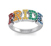 Anillo de orgullo de arco iris de 1/2 quilate para mujeres y hombres, muestra tu orgullo con este anillo de piedras preciosas, anillo de amor para mujeres y hombres