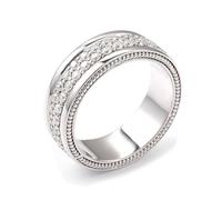 Anillo de oro 375 auténtico, anillo Promise para Her 9 quilates oro blanco con moissanite incrustado bisutería, 66 (21.0), Moissanita