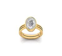Anillo de oro ajustable Ashtadhatu de 18 ratti / 17 quilates Aa++, calidad certificada Ashtadhatu, sin calefacción, zafiro blanco natural, piedra preciosa suelta Pukhraj, B0C3J3R3MRNAMZ