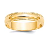 Anillo de oro amarillo de 10 quilates pulido sólido ligero de 5 mm Ltw Milgrain medio redondo tamaño 10 anillo estilo anillo para mujeres y hombres