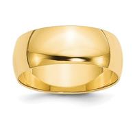 Anillo de oro amarillo de 10 quilates pulido sólido ligero de 8 mm Ltw medio redondo tamaño 10,5 anillo estilo anillo para mujeres y hombres