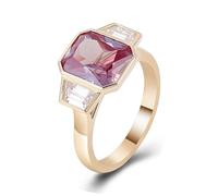 Anillo de oro amarillo de 9 quilates, alianzas de boda para mujer, banda geométrica creada en laboratorio, joyería de piedras preciosas, L 1/2, Piedra preciosa creada en laboratorio