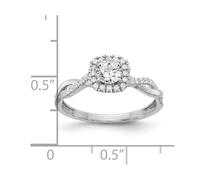 Anillo de oro blanco de 10 quilates con diamantes cultivados en laboratorio Si1 Si2 G H I Halo Twist Design Eng anillo para mujer