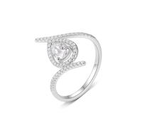 Anillo de oro blanco de 18 quilates, anillos para mujer, gotitas con moissanita de 0,8 quilates, talla 56 (17,8), regalo de aniversario de boda