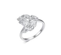 Anillo de oro blanco para boda, diseño de gotitas de platino Pt950 con moissanite de 4 quilates, talla 50 (15,9)