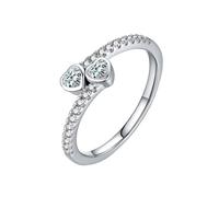 Anillo de oro blanco para mujer, anillos para mujer, corazón vintage con moissanita, regalo de 18 cumpleaños para niña, Oro blanco de 14 quilates, Moissanita