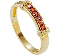 Anillo de oro Jewelry, anillo de compromiso para mujer, oro amarillo de 14 K/18 K, redondo con moissanite y rubí artificial, joyas para mujer, 57 (18.1), Moissanita Ruby creado Moissanite