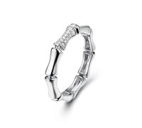 Anillo de Oro Mujer 18K, Anillos de Compromiso Diamante Junta de Bambú Oro Blanco 750 Talla 26