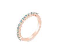 Anillo de Oro Mujer 9K, Anillo de La Promesa Azul Verde Moissanita Redondo Oro Rosa 375 Talla 16