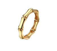 Anillo de Oro Mujer 9K, Anillos de Promesa Junta de Bambú Oro Amarillo 375 para Esposa Madre Talla 16