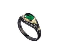 Anillo de oro negro con microincrustaciones de circonita, anillo de diamante de halo de esmeralda, anillo de ónix verde, anillos de promesa de diamantes de imitación, joyería gótica para fiesta, US
