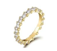 Anillo de oro para mujer de 14 quilates, alianzas para mujer, eternidad con moissanita, oro amarillo 585, talla 65 (20,7)