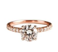 Anillo de oro rosa retro de 18 quilates, anillo para mujer, delicado y fino, redondo, con moissanita, talla 60 (19,1), regalo de cumpleaños para mujer