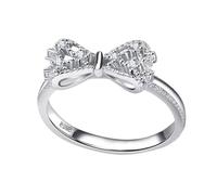 Anillo de pajarita,Anillo de cinta | Anillos de promesa con nudo de amor y circonita cúbica plateada | Anillo de boda apilable para mujer, anillo de compromiso pavimentado para el día de San Valentín