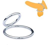 Anillo de pene de acero inoxidable, anillos de pene de esclavitud de metal/testículo doble extremo para hombres, anillo de bola, juguetes sexuales para hombres