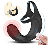 Anillo de Peņe Vîbrådôr para Hombres Mujeres Parejas, Doble Cóckrîng Ŝiliçone Vībrạdór Anillo con Control Remoto, Vìbradõr de Púnto Ġ Impermeable Måsajẹad