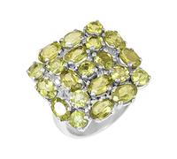 Anillo de peridoto de plata de ley 925 ovalada facetada redonda de 5 x 3 mm, 4 mm, juego de garras de piedras preciosas naturales verdes, J1/2,49(15.6), Piedra preciosa, Peridoto