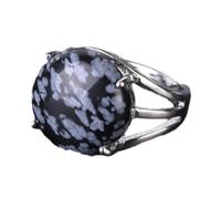 Anillo de piedra - Anillo de cristal para mujer Anillo de piedra natural Anillo de cuentas de bola Aventurina verde Amatista Cuarzo Joyería de fiesta blanca, Piedra de copo de nieve, Talla única