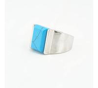 Anillo De Piedra Anillo De Piedra Natural Azul Turquesa Pareja Cuadrada Anillo con Aros Estilo Punk De Moda Anillos Llamativos Día Conmemorativo Regalos para Mujeres Y Hombres (Diámetro Interior: