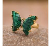 Anillo De Piedra De Mariposa Para Mujer Bohemia Mia Masun Cristal Rosa Oro Amarillo Anillo Ajustable Regalo Joyería,jaspe Malaquita,17