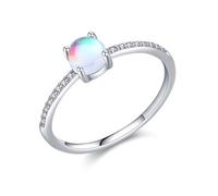 Anillo de piedra lunar de oro blanco, anillos de compromiso para mujer, oro de 9 K/14 K, delicado y elegante, 61 (19.4), Piedra lunar