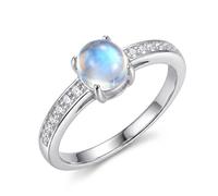 Anillo de piedra lunar para mujer, plata de ley 925, piedra lunar azul, impermeable, no se deslustra, regalo de joyería, Plata, Piedra lunar