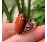 Anillo De Piedra Natural Para Mujer Ojo De Caballo Grande Abierto Ajustable Redondo Curación Ópalo Amatista Anillo De Cristal Rosa,jaspe Rojo