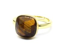 Anillo de piedra natural, piedra de corte cojín apilable para mujer, Plata, Piedra natural.