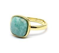 Anillo de piedra natural, piedra de corte cojín apilable para mujer, Plata, Piedra natural.