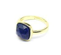 Anillo de piedra natural, piedra de corte cojín apilable para mujer, Plata, Piedra natural.