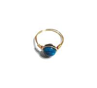Anillo De Piedra Piedra De Ojo De Tigre Azul Anillo De Piedra Natural Mujeres Perlas Redondas Anillo Envuelto En Alambre Vintage Pequeños Anillos Frescos Regalo De Fiesta del Día De San Patricio J