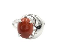 Anillo de piedra: piedra natural, piedra roja, topacio, cristal, luna, ovalado, anillo ajustable, moda personalizada para hombres y mujeres, pareja, accesorios creativos para manos, jaspe rojo, tall