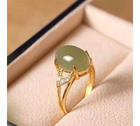 Anillo De Piedra Verde Jade Piedra Natural Apertura Ajustable Prong Anillo De Ajuste Mujer Anillos De Declaración Delicados Vintage Regalo Del Día De San Patricio Para Mamá, Hermana, Esposa Y Nov