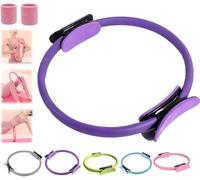 Anillo de pilates para entrenador de fitness, 2025 Pilates Circle, 14.96 pulgadas, anillos de yoga Magic Circle con asas dobles acolchadas, para brazos tonificados, piernas hombres y mujeres (morado)