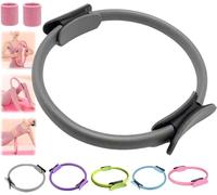 Anillo de pilates para entrenador de fitness, 2025 Pilates Circle, 14.96 pulgadas, anillos de yoga Magic Circle con asas dobles acolchadas, para brazos tonificados, piernas hombres y mujeres (gris)